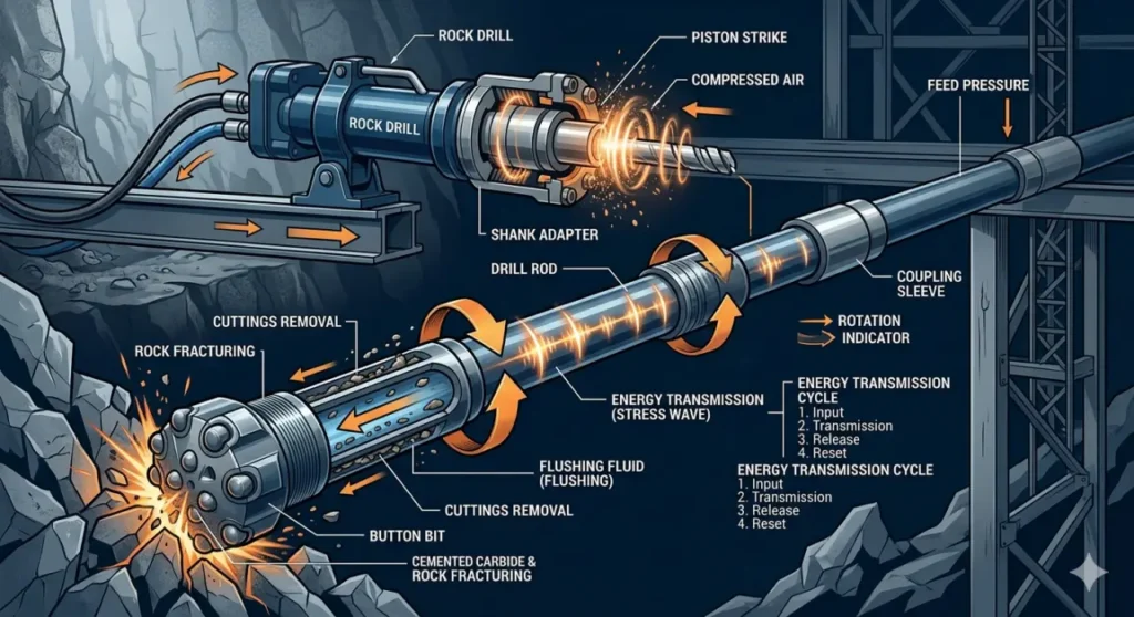 Top Hammer Button Bits Working Principle