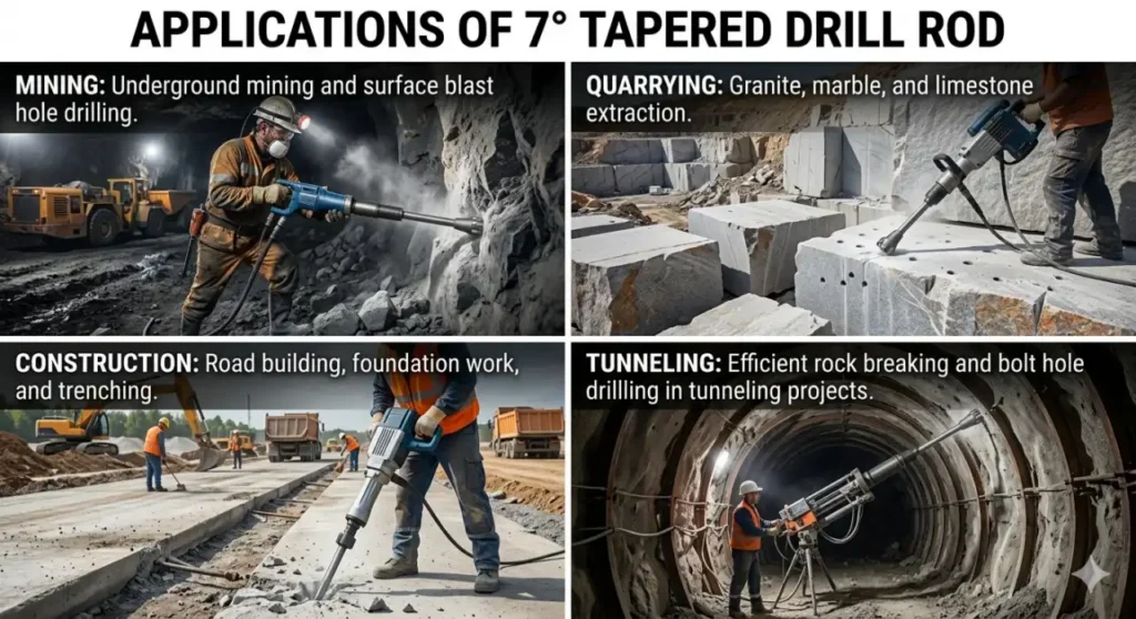 Applications of 7° Tapered Dril Rod