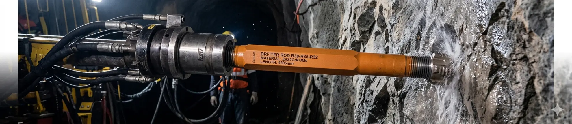 R38-H35-R32 Threaded Drifter Rod Application