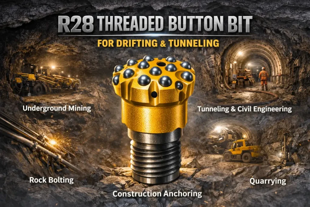 Applications of R28 Threaded Button Bit For Drifting & Tunneling