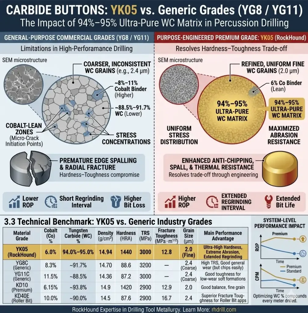 CARBIDE BUTTONS YK05 vs. Generic Grades (YG8 YG11)