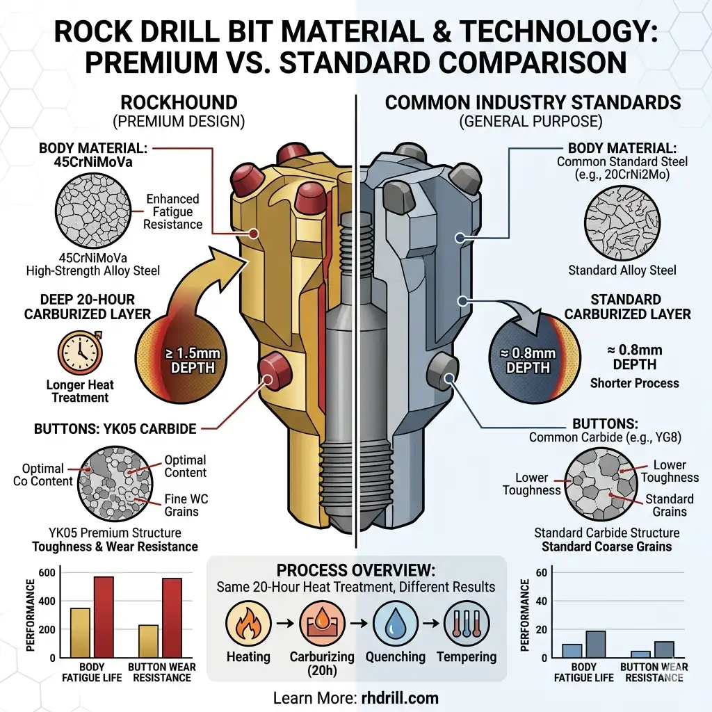 Top Hammer Drill Bit Material Why 45CrNiMoVa & YK05 Outperform Standard Steels
