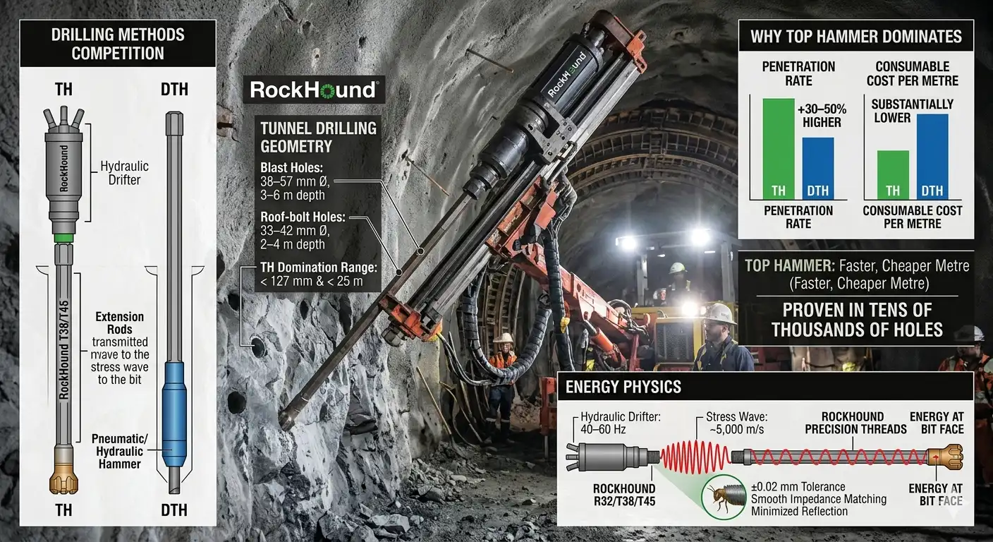 Why Top Hammer Dominates Tunnel Drilling